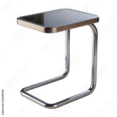 Modern chrome side table isolated on transparent background