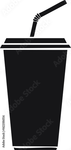 Soda Cup With Straw Silhouette Vector.soda, black, caffeine, container, bubble, branding, clip art, graphic, silhouette, simple, illustration, lid, modern, refreshment, design, disposable, drink, 