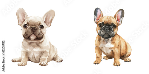 french bulldog watercolor vector illustration