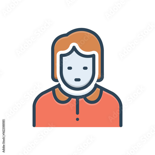 Color illustration icon for girl