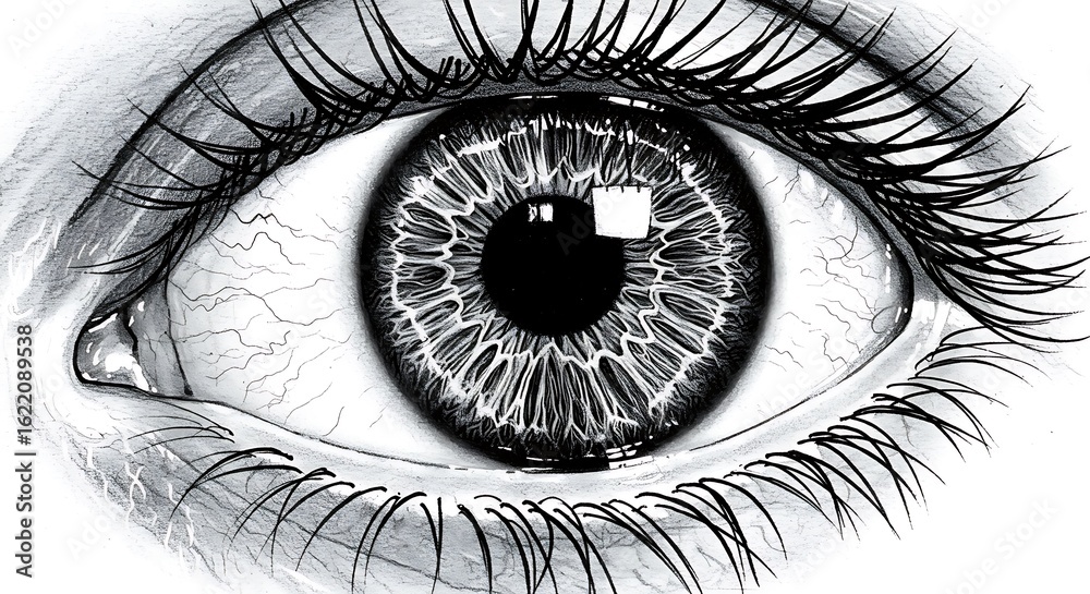 Obraz premium Intricate Graphite Eye Drawing: Monochrome Beauty