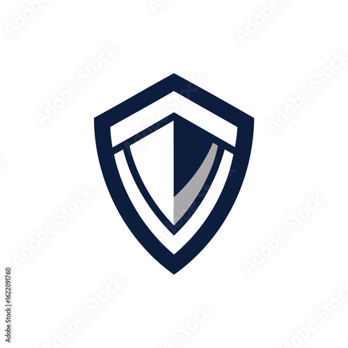 Vector art of shield icon with a split color scheme isolated on white background