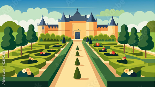 The castles gardens are a blend of English and French influences with perfectly manicured lawns and elegant symmetrical flower beds. The castles keep provides a stunning backdrop