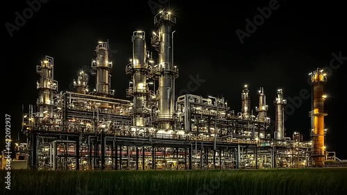 Industrial complex at night