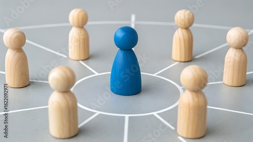 Leadership and team management concept. Centralized decision-making, business communication network, corporate hierarchy. Symbol of effective leadership, organizational control