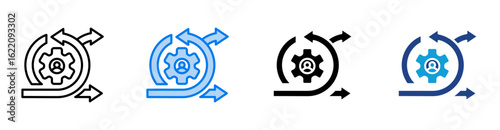 Scrum icon set multiple style collection