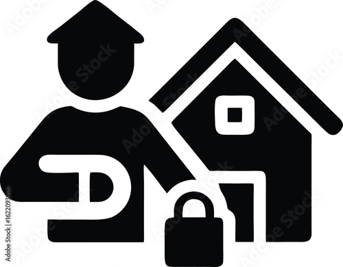 Home security protection house lock burglar icon