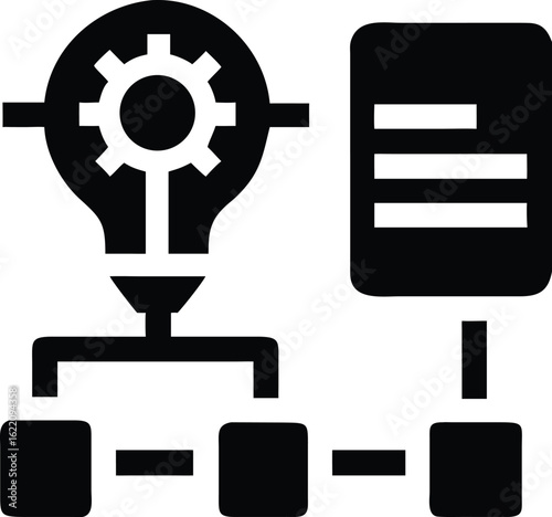Process of idea generation and data analysis icon