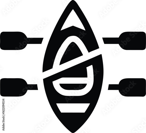 Boat icon with paddles vector