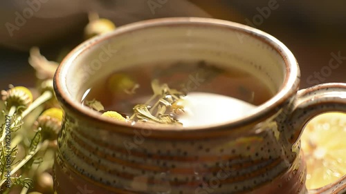 Tea chamomile in the cup