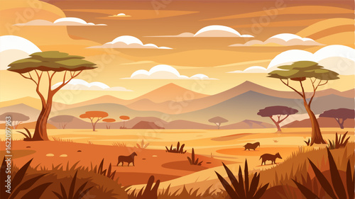 The gentle rustling of grasses and the distant calls of wild animals create a symphony of sounds in the vast savannah landscape.
