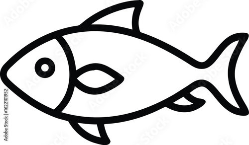 Vector art of fish line art, a marine animal swimming in the ocean isolated on white background