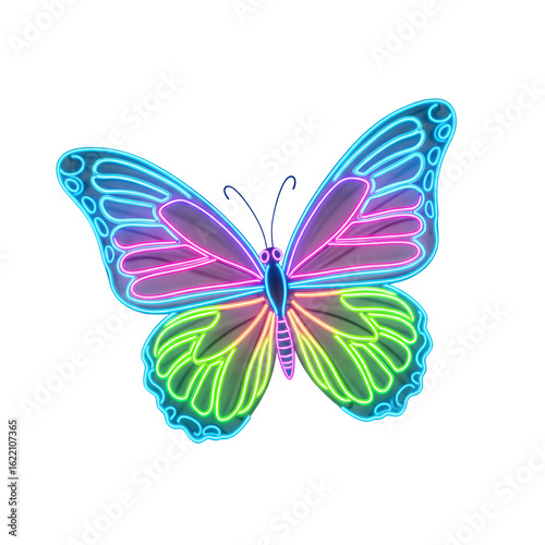 Neon butterfly in vivid colors
