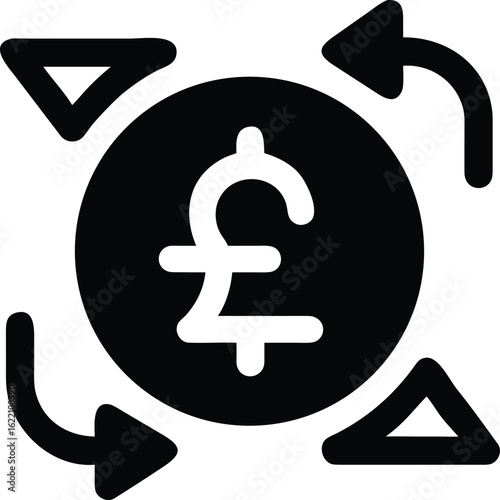 British pound currency exchange and financial flow icon