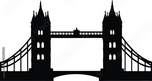 minimalist london tower bridge silhouette vector illustration