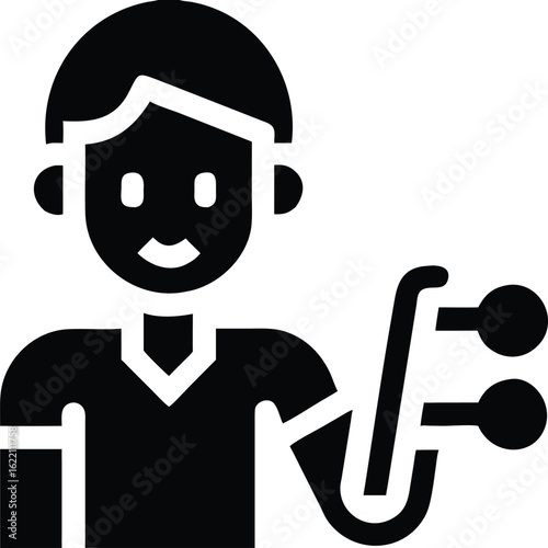 Person holding saxophone musical instrument icon