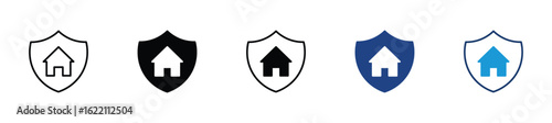 home insurance icon, property insurance icon, House shield protection icon, vector illustration . 