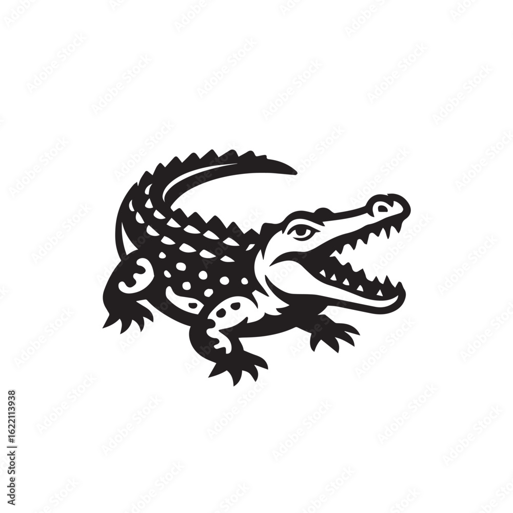 Fototapeta premium Crocodile black and white vector illustration