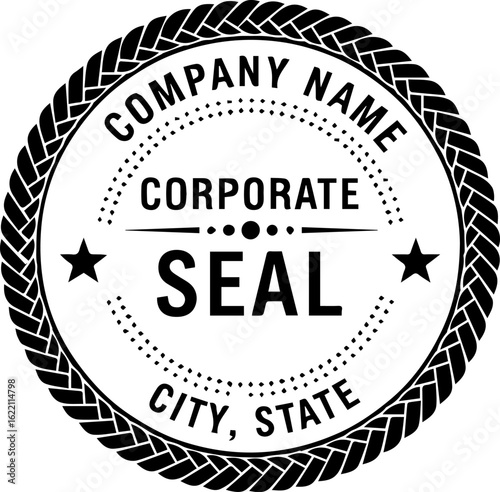 Company name corporate seal stamp vector illustration