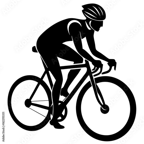 Black cyclist racing on bicycle sport helmet