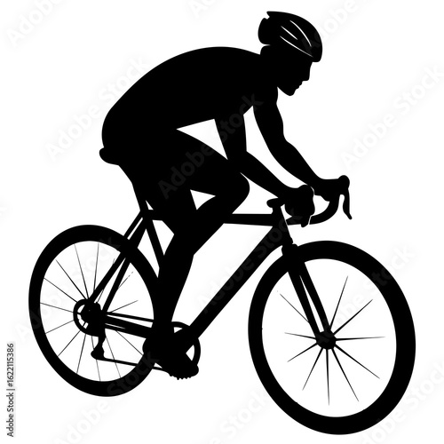 Black cyclist silhouette on road bike bicycle