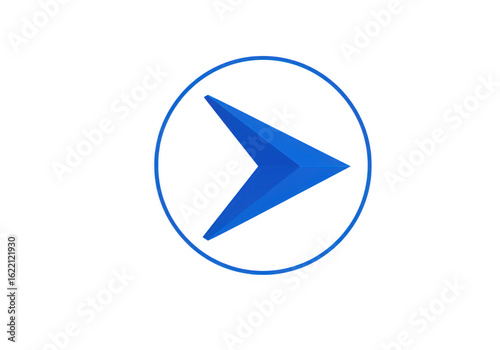 Free Download A blue arrow symbol inside a blue circle outline representing a play or next button isolated on a transparent background - GFXLoad
