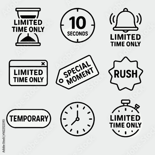 Countdown icon time buzzer sand tag timer rush vector icons alert limited