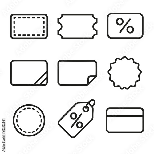 Tag set paper coupon special ticket icon voucher bonus vector pass edge
