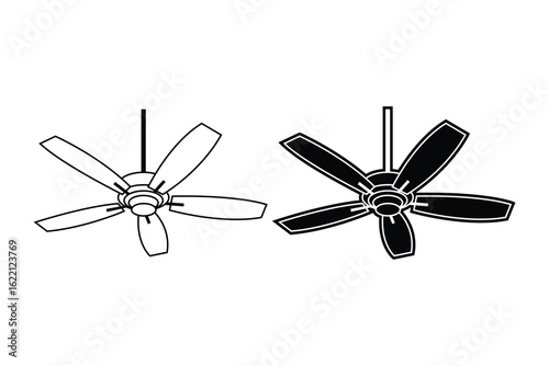 Fan art silhouette vector out line art on white background