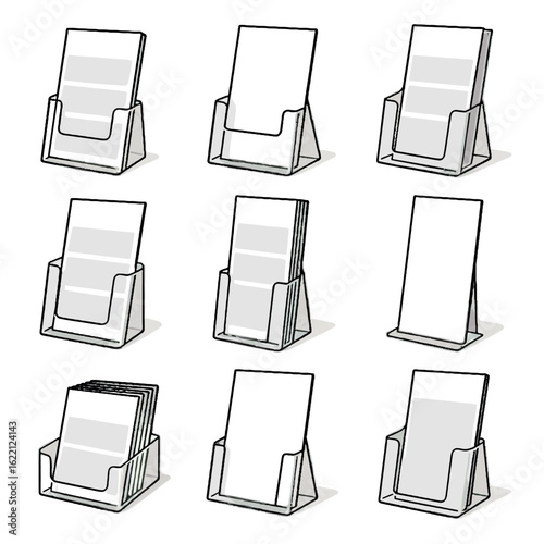 Shadow stand layout brochure display vector tray icon stacked holder