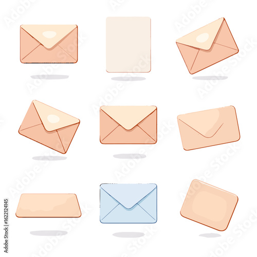 Floating front flying array envelope air icon levitating corner hover vector