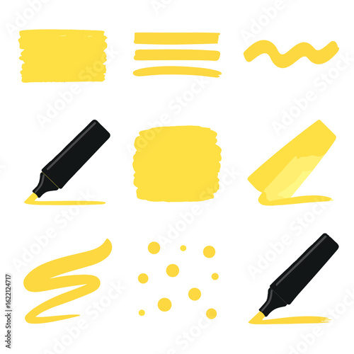 Ink icon highlight effect vector creative collection marker artistic stroke line highlighter