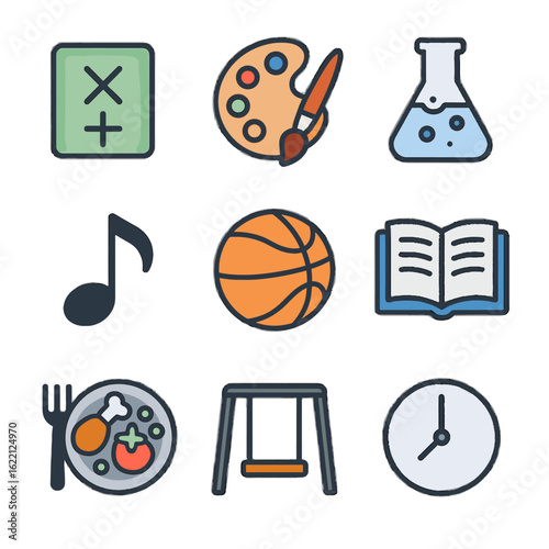Plate ball math clock vector reading timetable swing school palette icon icons