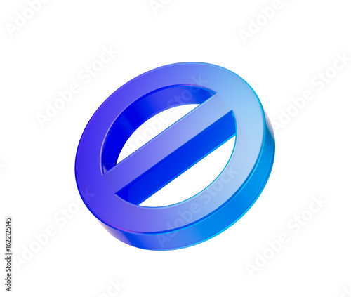 Free Download A glowing blue prohibition icon with a diagonal bar, symbolizing restriction. 3d illustration - GFXLoad
