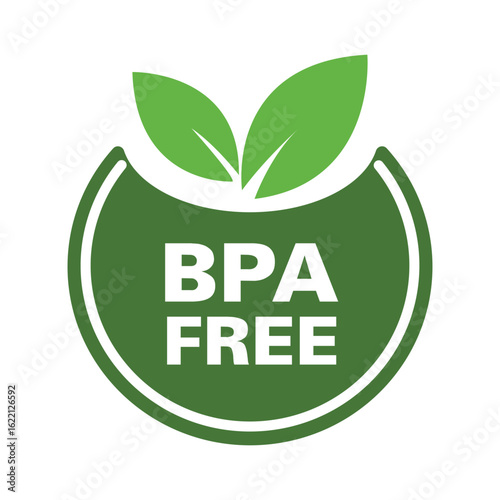 Modern BPA Free Logo  Eco-Friendly Vector Label with Leaf and Rounded Badge