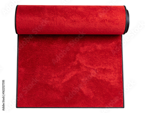 Top View of Rolled Out Red Carpet Runner, Clean Edges and Smooth Texture, Transparent PNG
