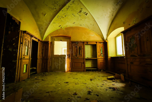 interior of an abandoned manor house