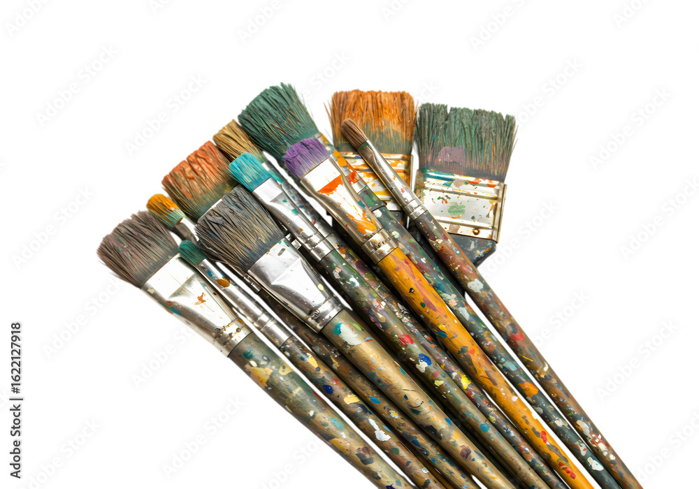 Obraz premium Collection of Used Paintbrushes