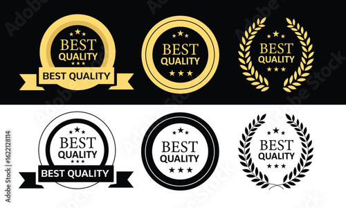 Best quality badge vector and labels design elements. High quality badge. Gold and black vector emblems collection.