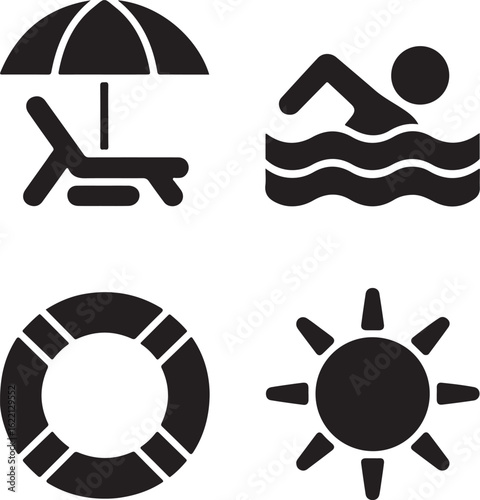 Travel tour  journey icon swimming sun umbrella