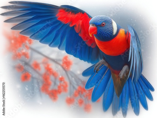 Colorful parrot in flight (1)