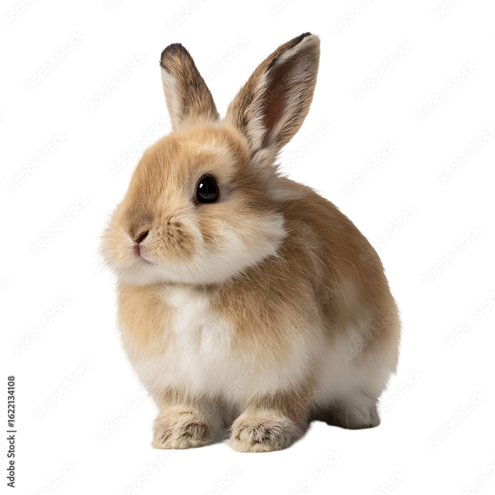 Obraz premium A small, fluffy rabbit with large ears.