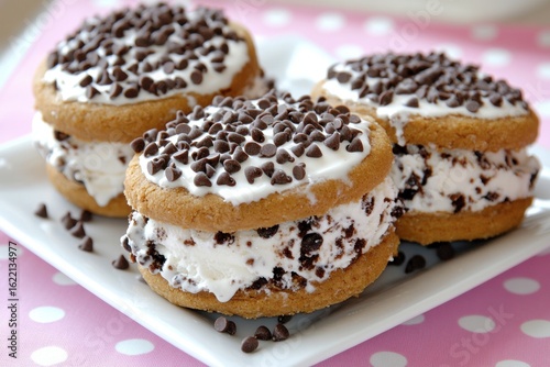 Wallpaper Mural Delicious homemade ice cream sandwiches on white plate with chocolate Torontodigital.ca