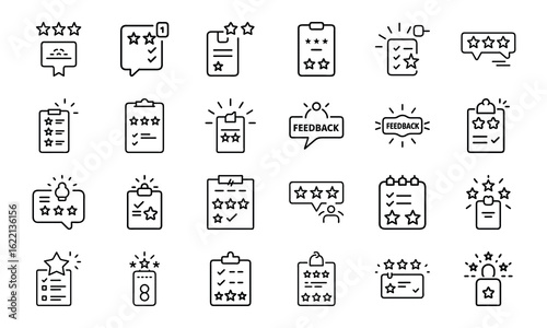 A comprehensive set of 24 black and white line icons representing diverse concepts such as business strategy, education, customer service, and daily life activities.