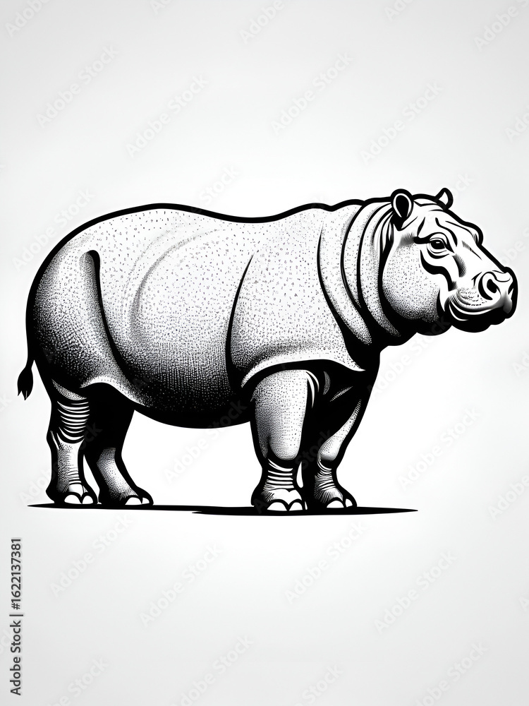 Fototapeta premium Hippopotamus silhouette vector