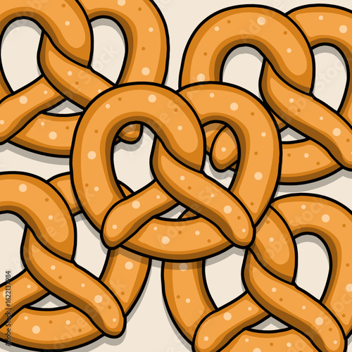 Pretzels background on white background, Bakery Abstract background Pattern.