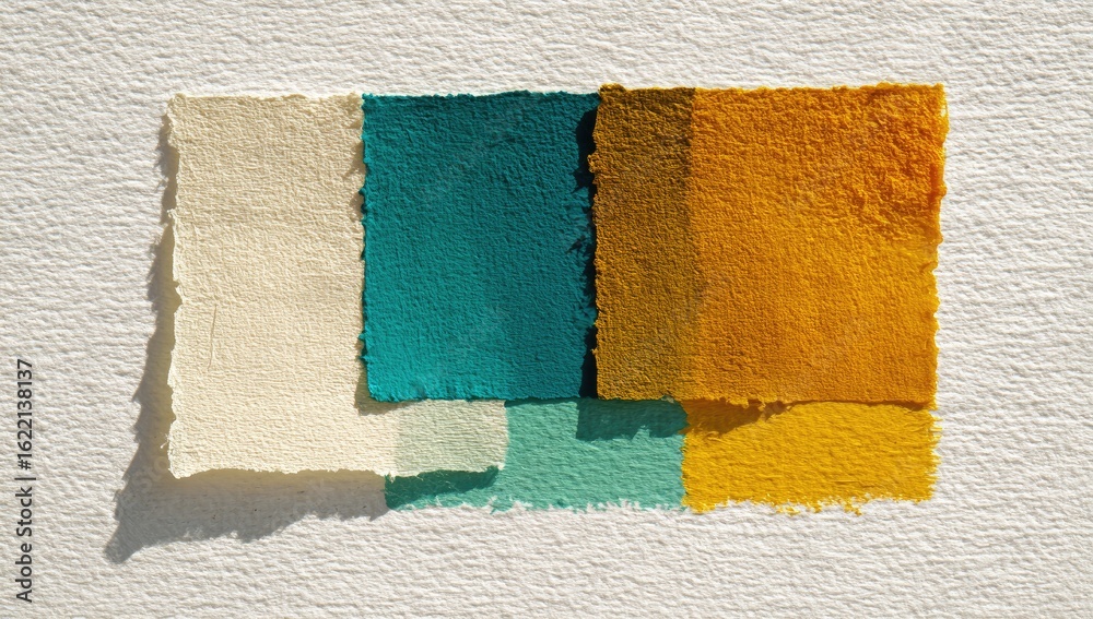 Fototapeta premium Four color swatches of handmade paper