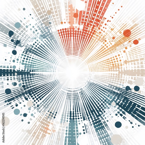 Abstract Radial Burst with Dots and Lines