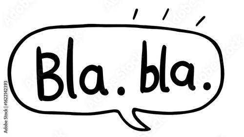Bla bla bla speech bubble icon. Hand-drawn doodle style vector for comic design, humor, and chat illustrations. Isolated.