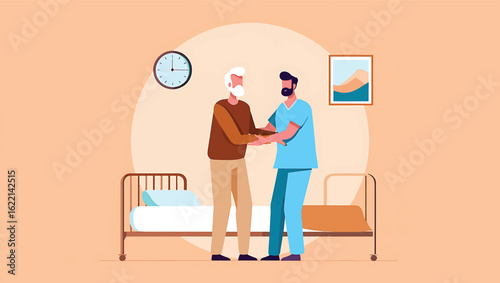 Three candidates with resumes waiting in a line for a job interview. Vector illustration.